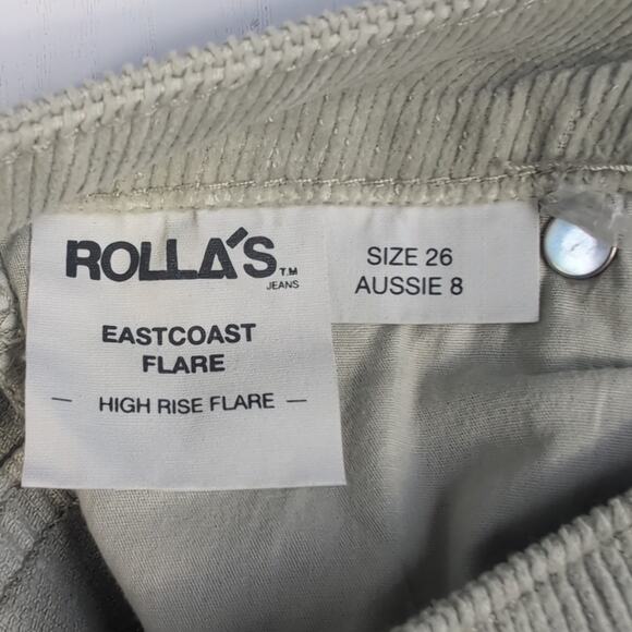 Rolla’s Eastcoast Flare Pants Women’s 26 (M 24x28.5) Corduroy Green High Rise - Picture 6 of 13